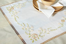 Σετ Τραπεζομάντηλο & 12 Πετσέτες φαγητού Αιγαίον με Κέντημα 180X270 Alcea